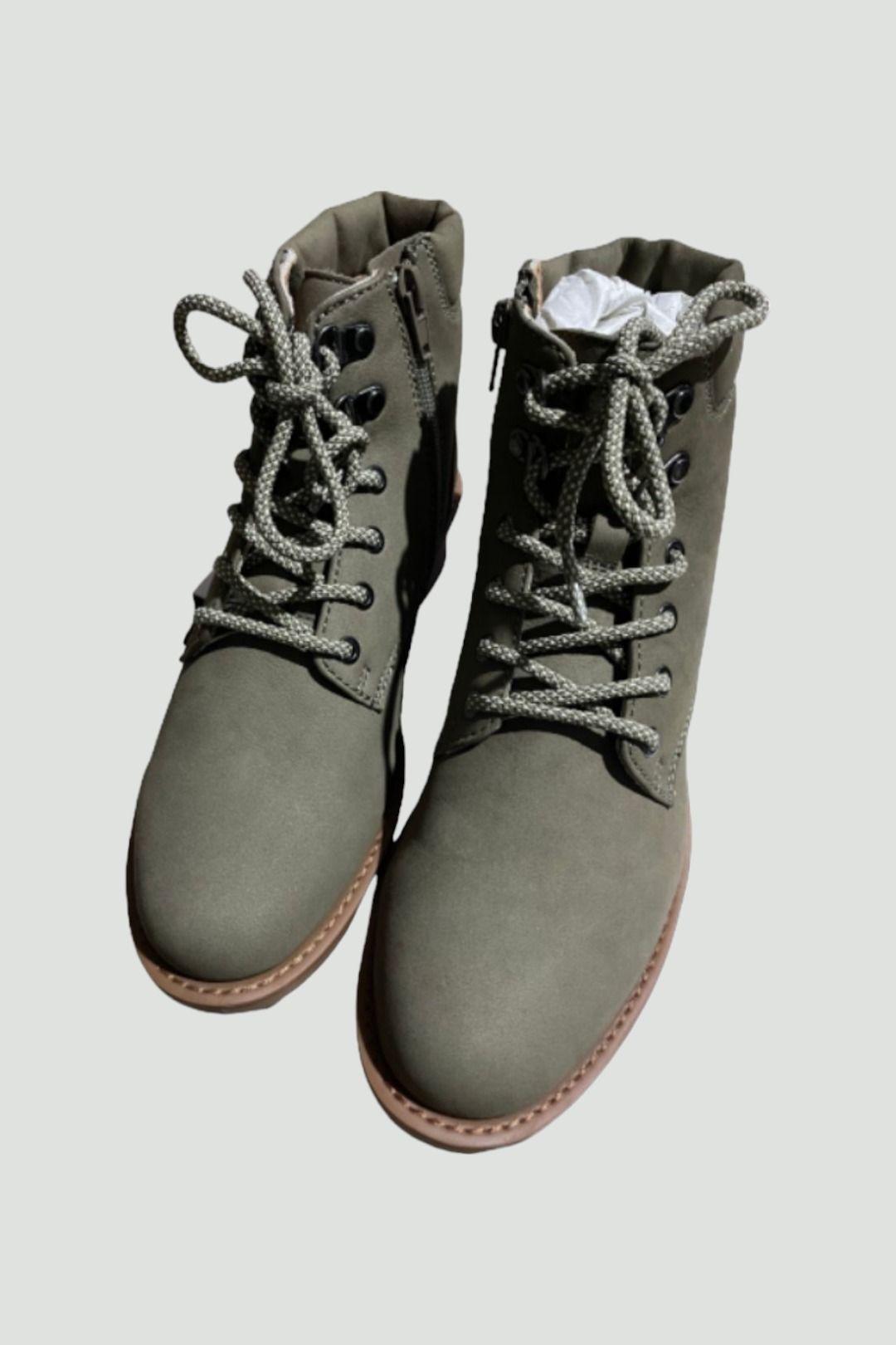 Hush Puppies Lace Up Numbuck Boots in Khaki