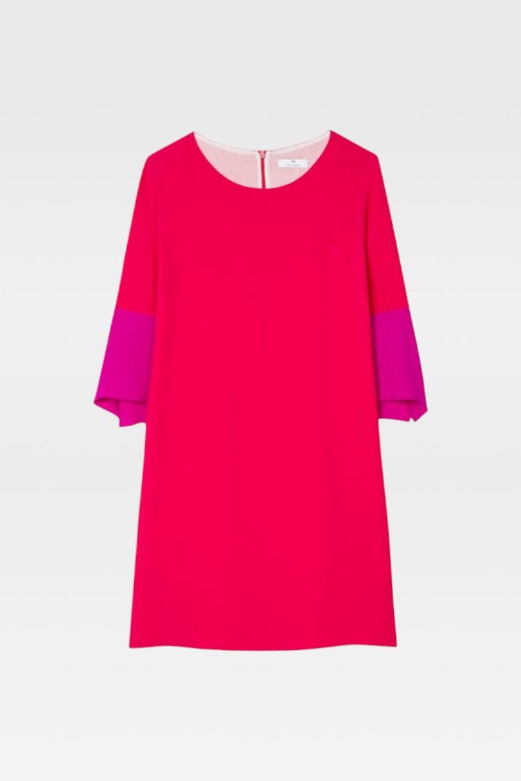 Pink and Purple Colourblock Silk Dress