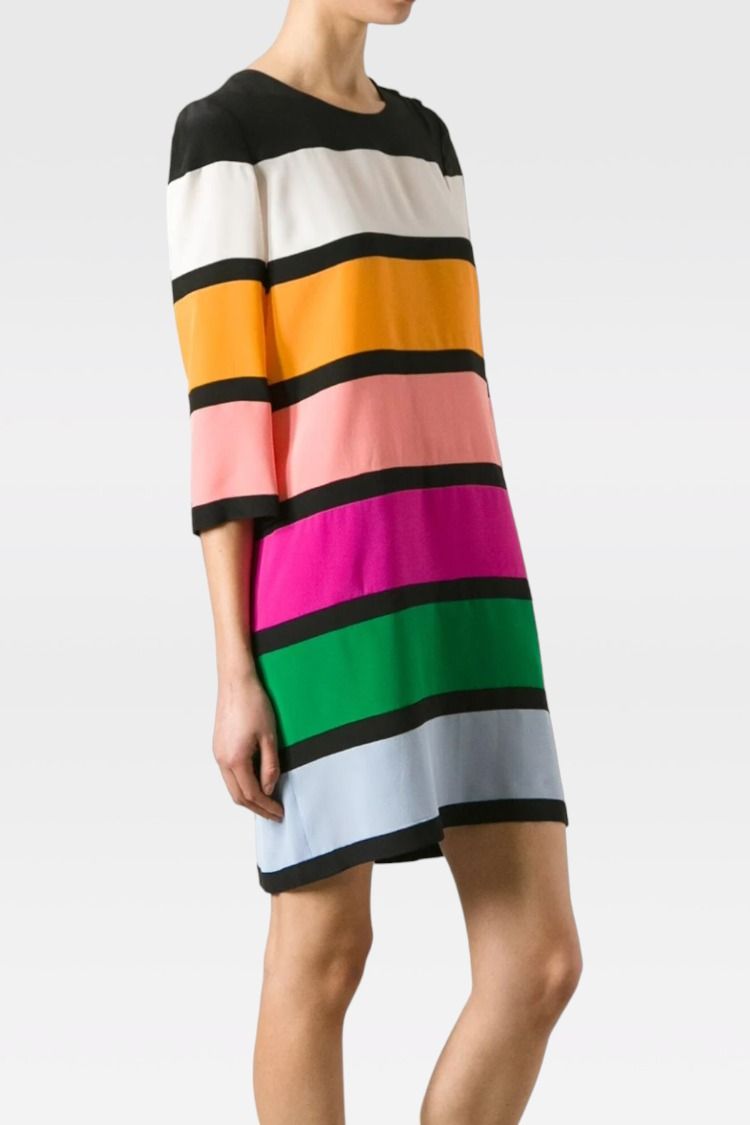 Multi Coloured Striped Shift Dress
