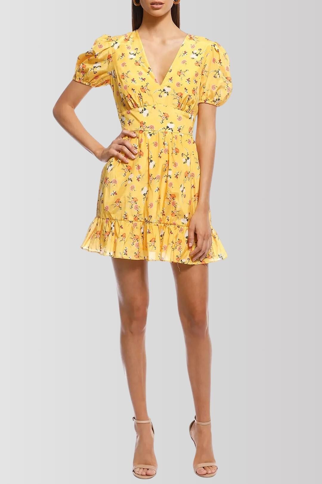 Talulah Tansy Mini Floral Dress in Yellow