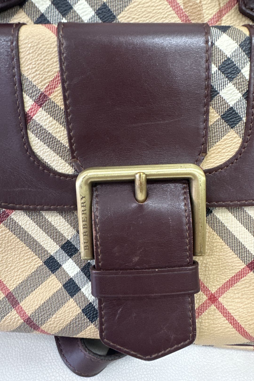 Burberry Leather Trim Tote Bag in Multi
