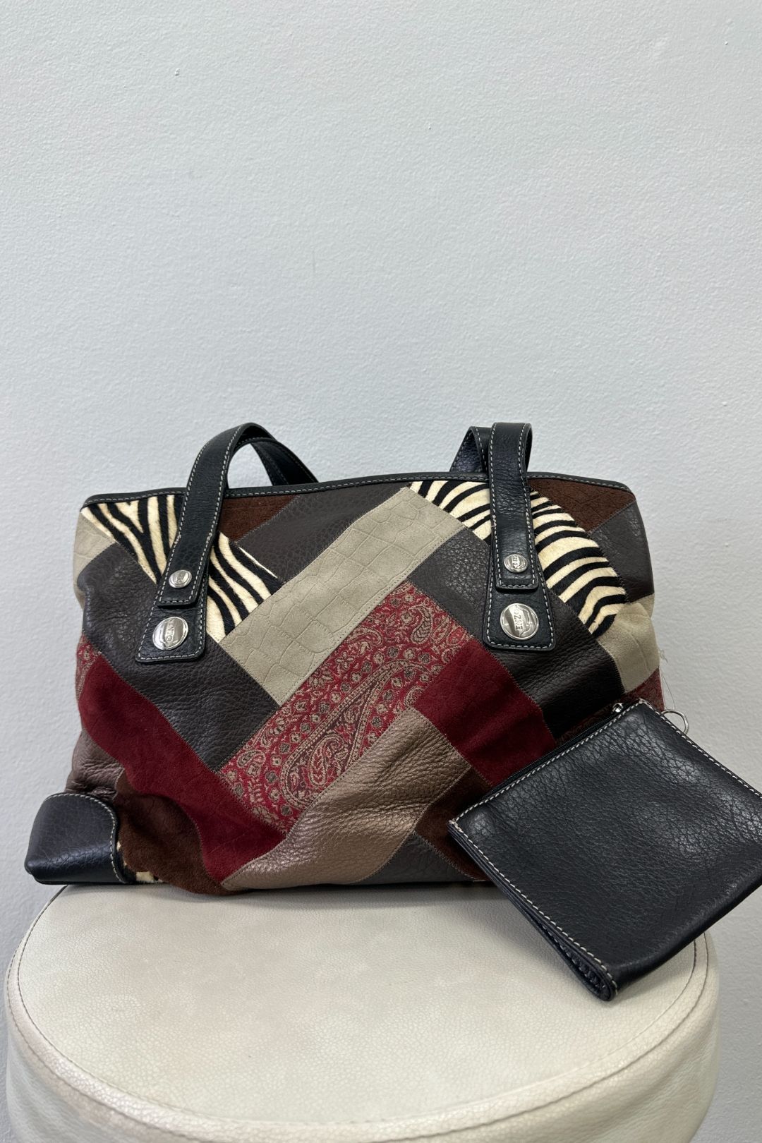 Enzo Angiolini Multi Exotic Leather Patchwork Bag