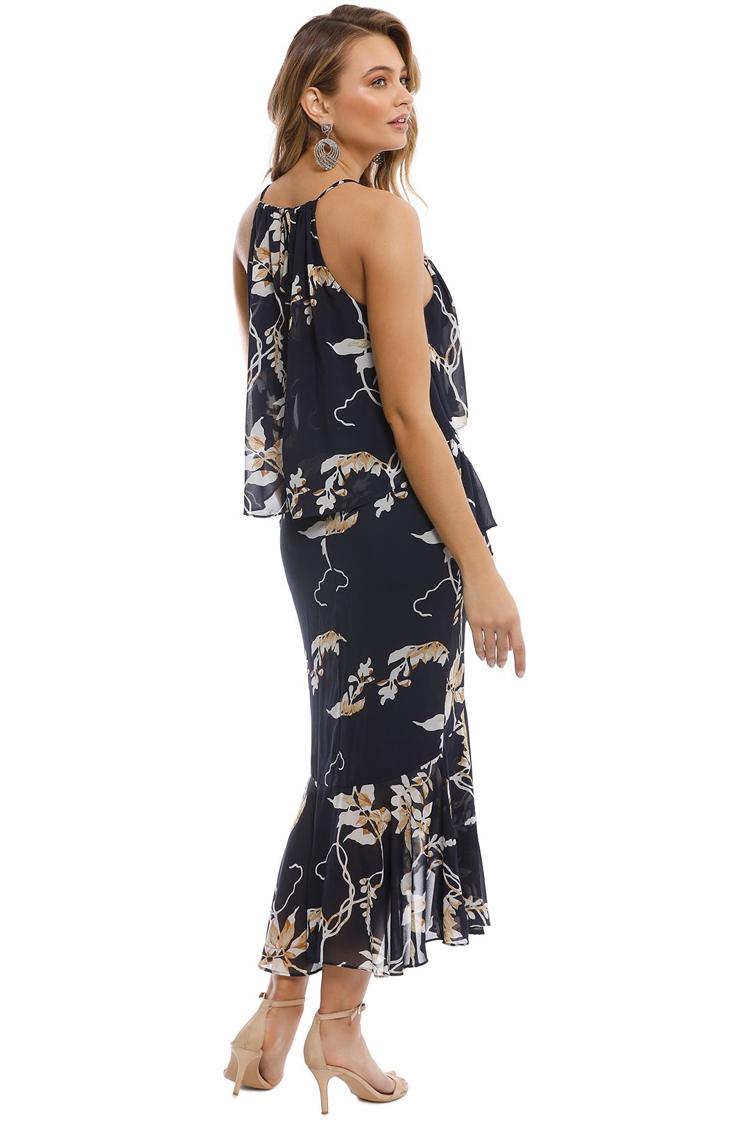 Shona Joy - Curacao Cross Frill Midi Dress - Print - Back