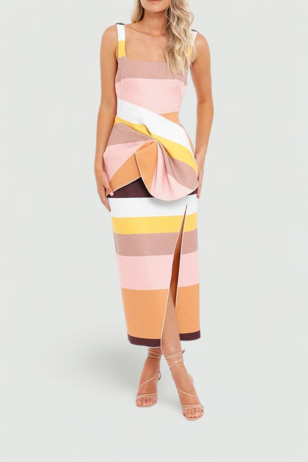 Acler Harper Dress Rainbow Stripe sleeveless