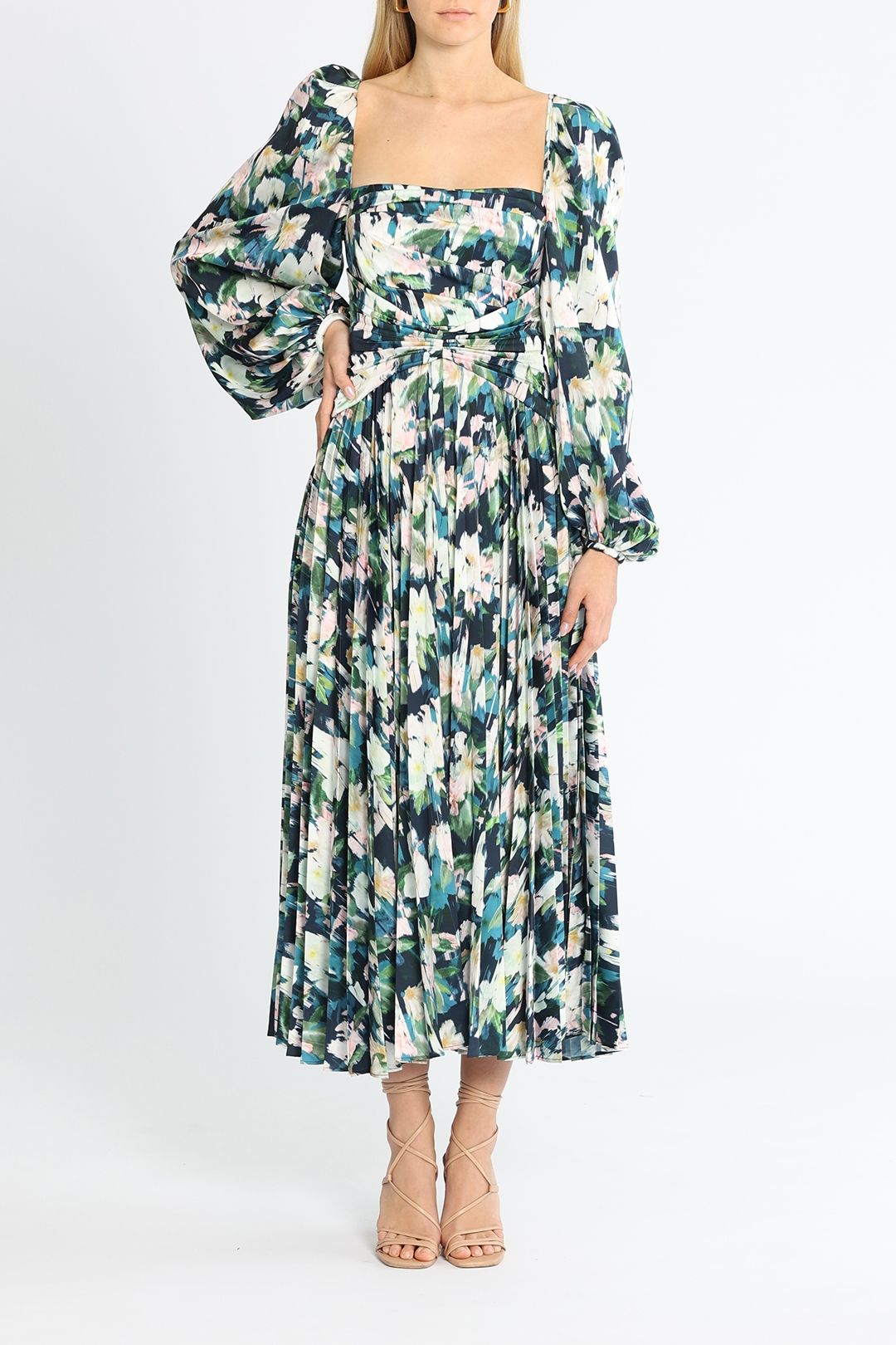 Acler Mattison Dress Navy Posey Floral
