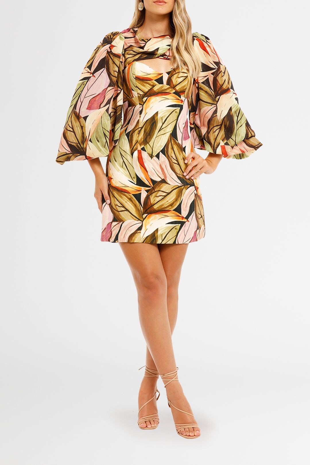 Acler Meadow Dress Falling Leaves tropical print