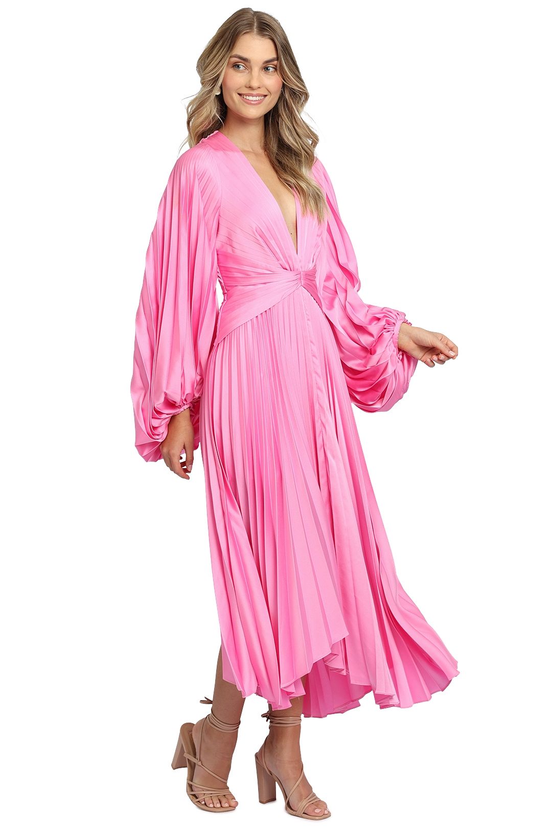 Acler Palms Dress Pink Pleated