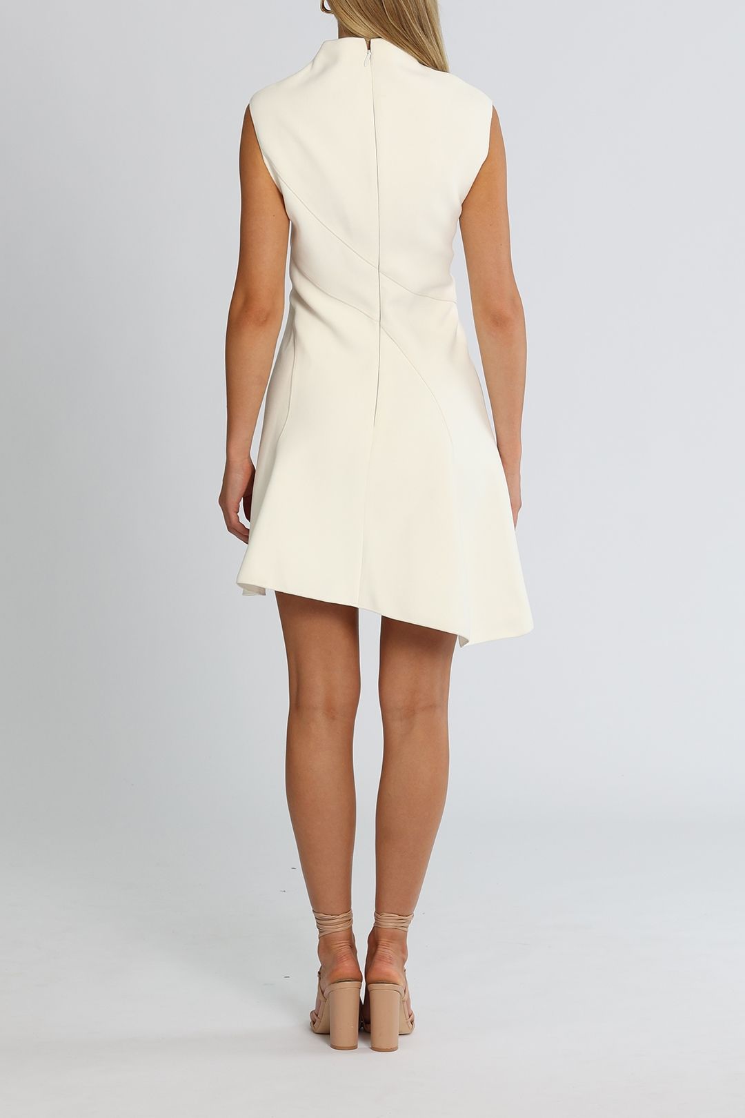 Acler Sinclair Dress Ivory Asymmetrical Hem