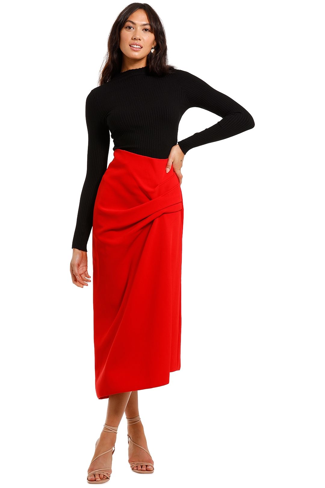 Acler Thistle Skirt Red asymmetric