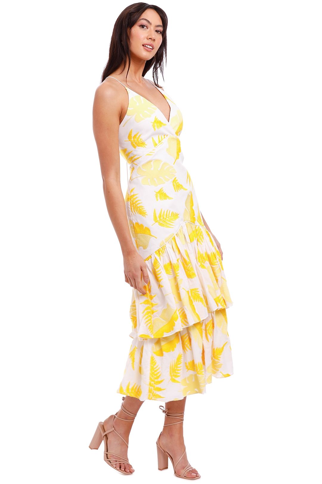 Acler Wray Dress Fit and Flare Yellow Midi