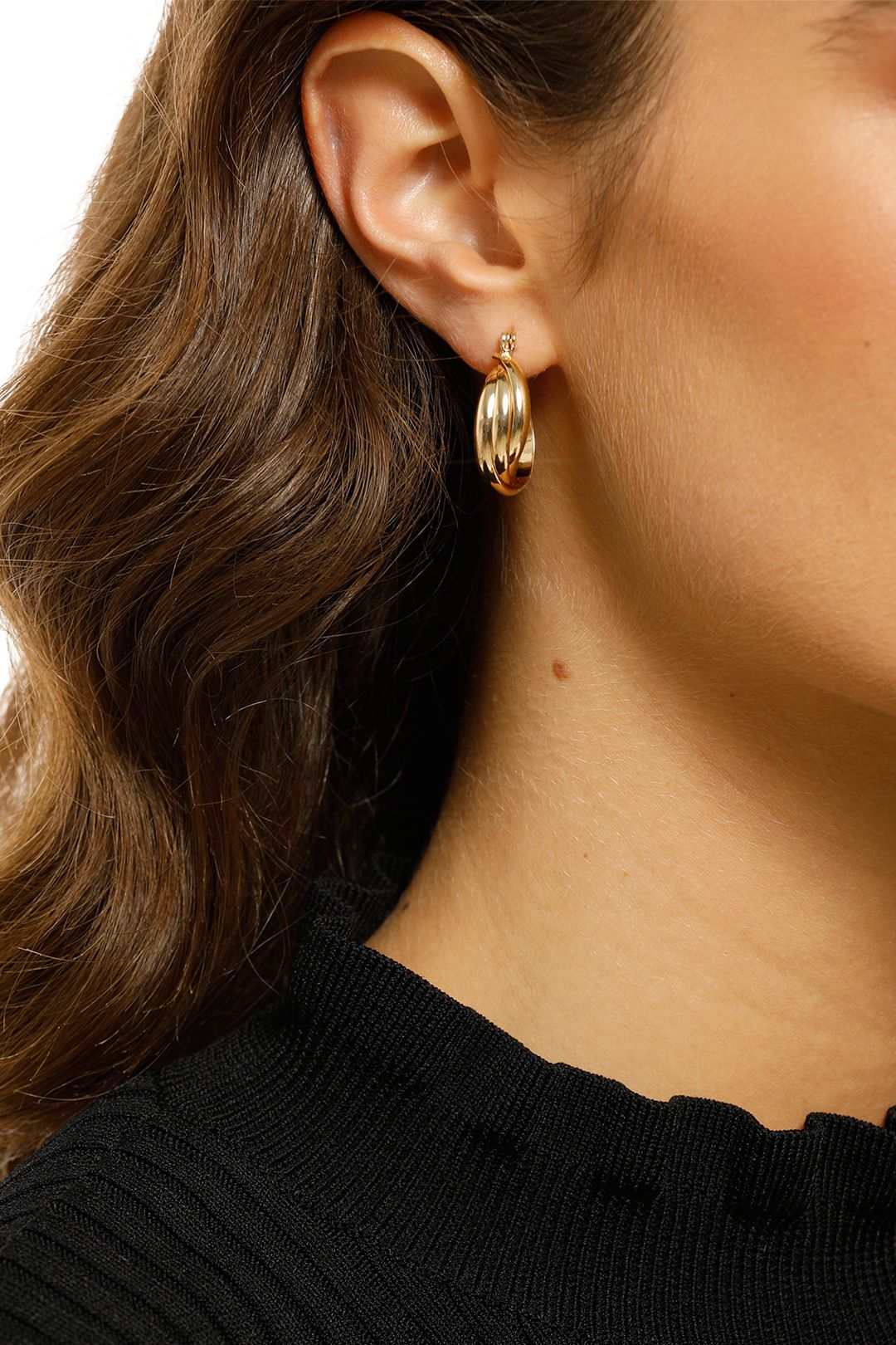 Adorne-Twisted-Hoop-Earrings-Gold-Front