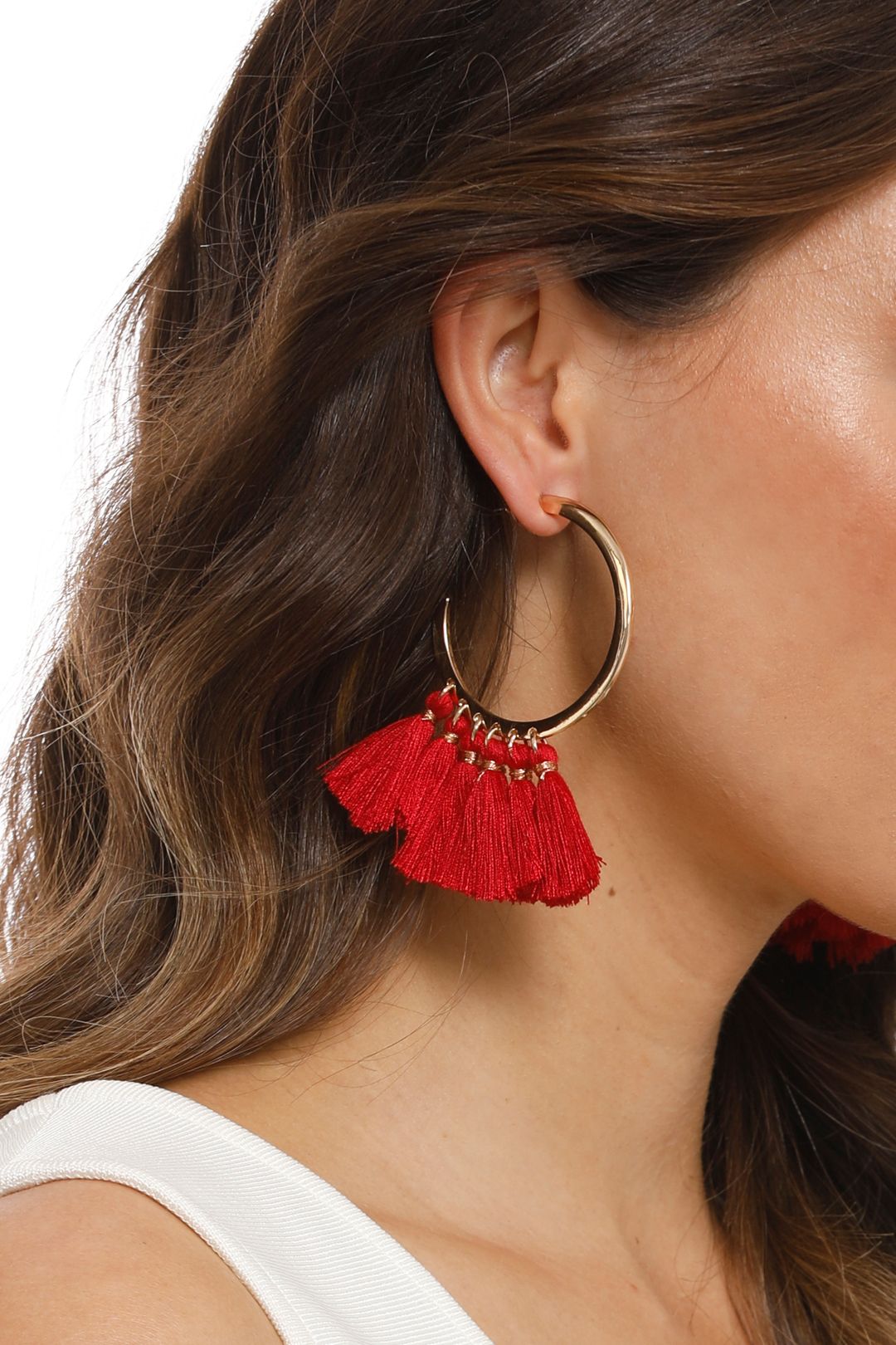 Adorne - Cassidy Statement Tassel Earrings - Red - Product