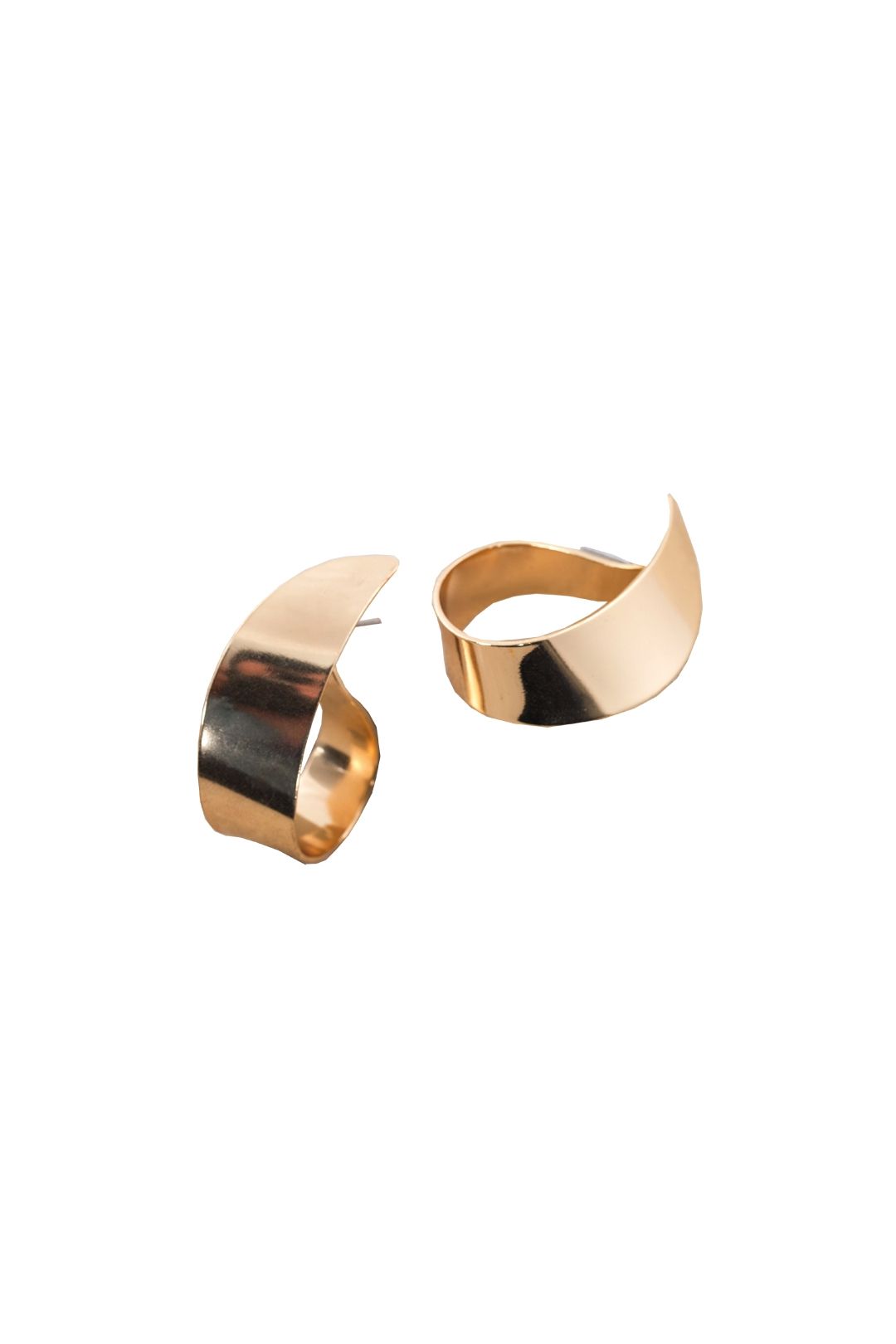 Adorne - Curl Stud Earrings - Gold - Front