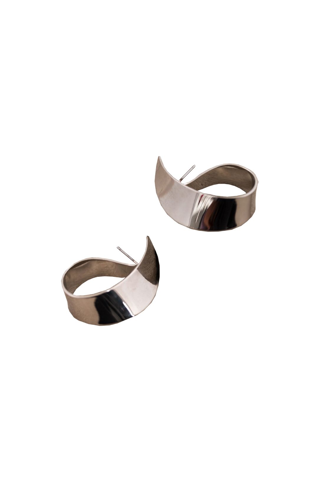 Adorne - Curl Stud Earrings - Silver - Front