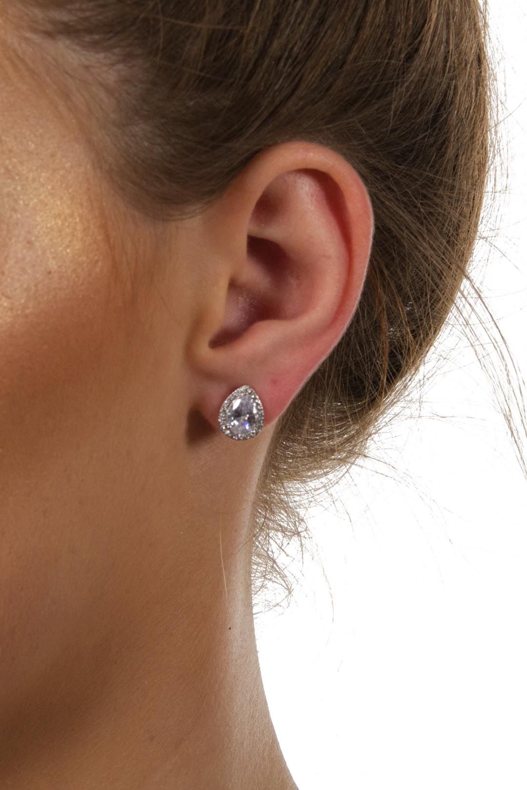 Adorne - CZ Diamante Edge Jewelled Pear Stud Earring