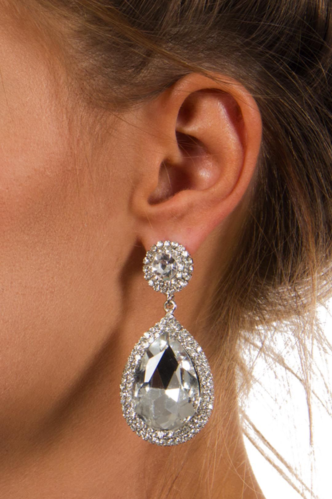 Diamante teardrop earrings clearance