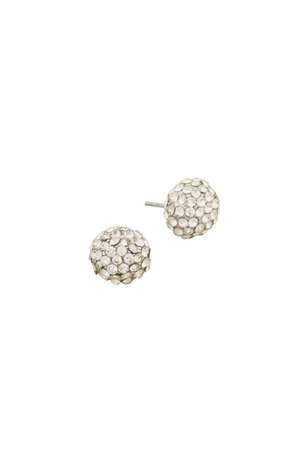 Adorne - Diamante Ball Stud Earring - Silver - Front