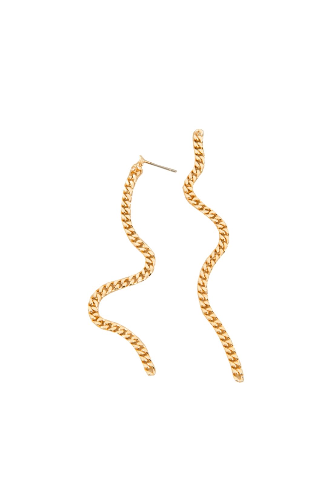 Adorne - Flat Chain Drop Earrings - Gold - Front