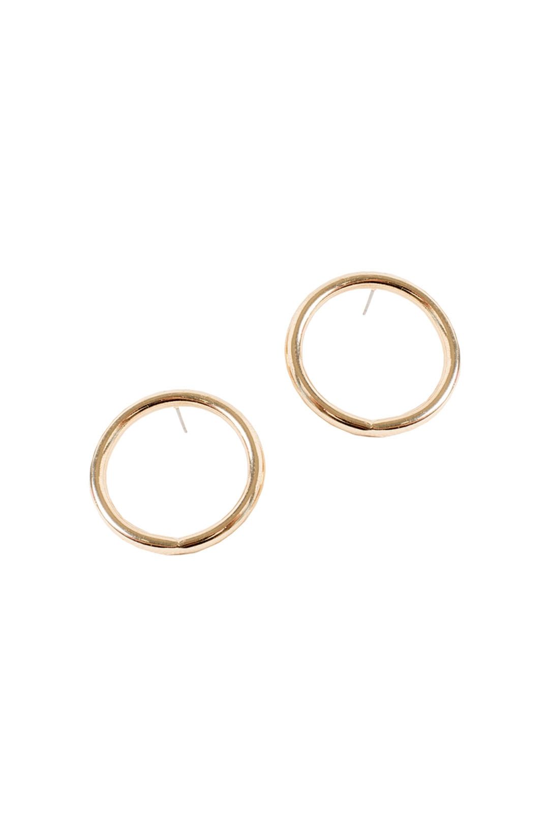 Adorne - Medium Front Hoop Stud Earring - Gold - Side