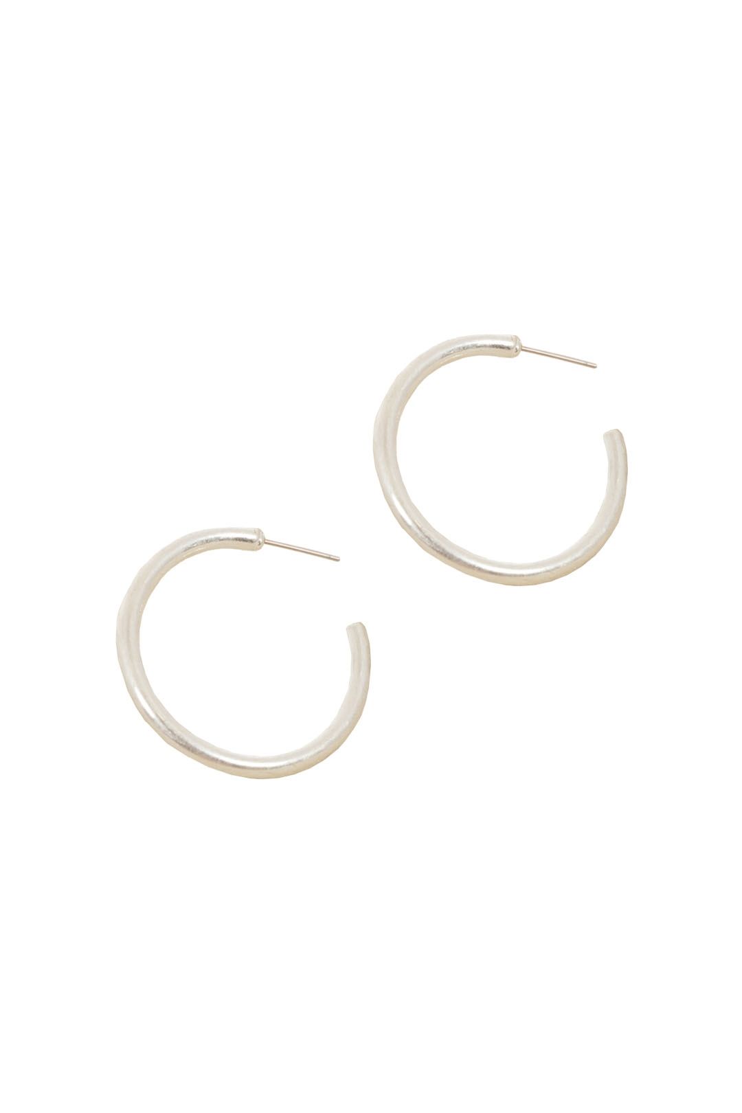 Adorne - Medium Open End Metal Hoop Earring - Silver - Front