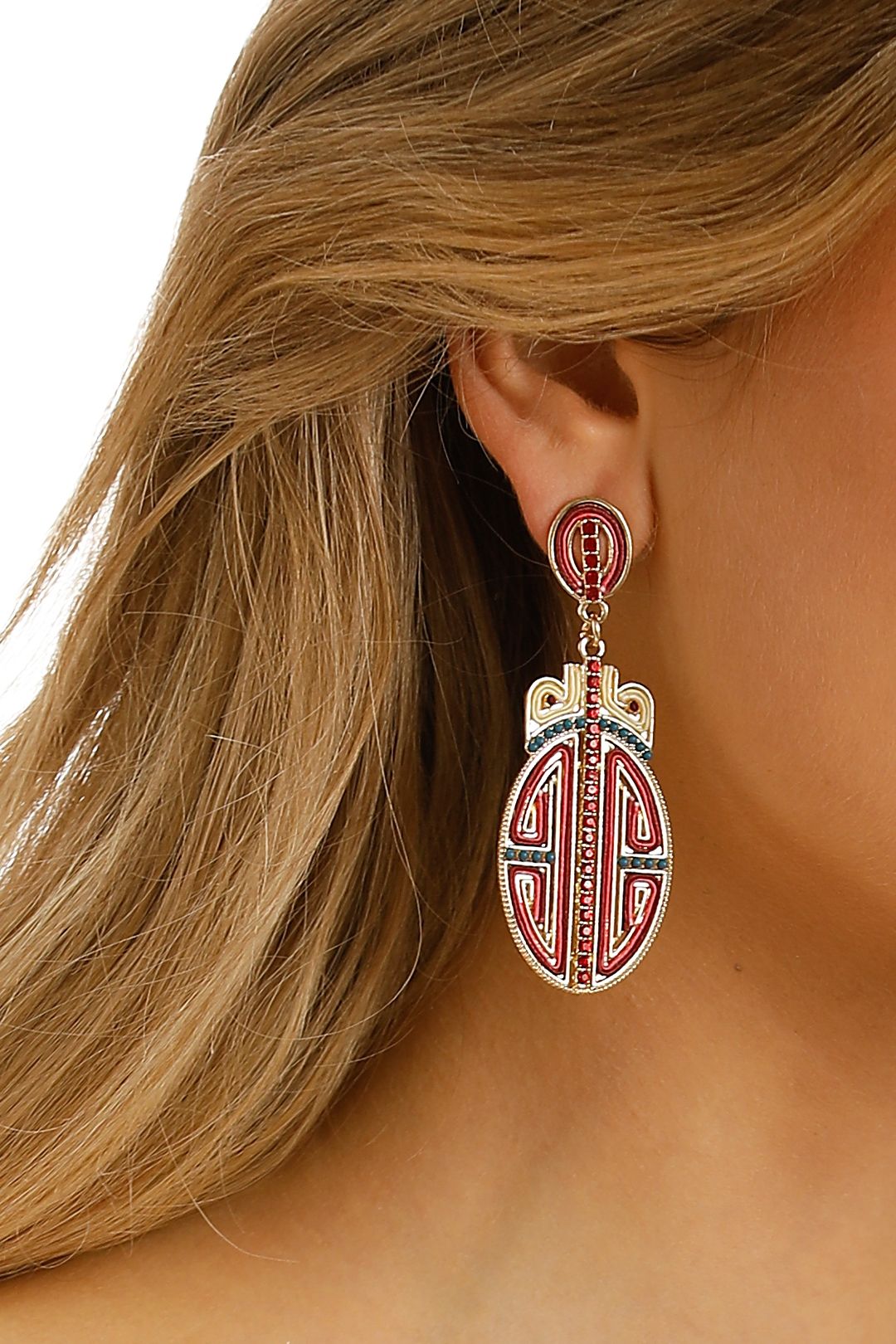 Adorne - Oriental Statement Earrings - Red Gold - Product