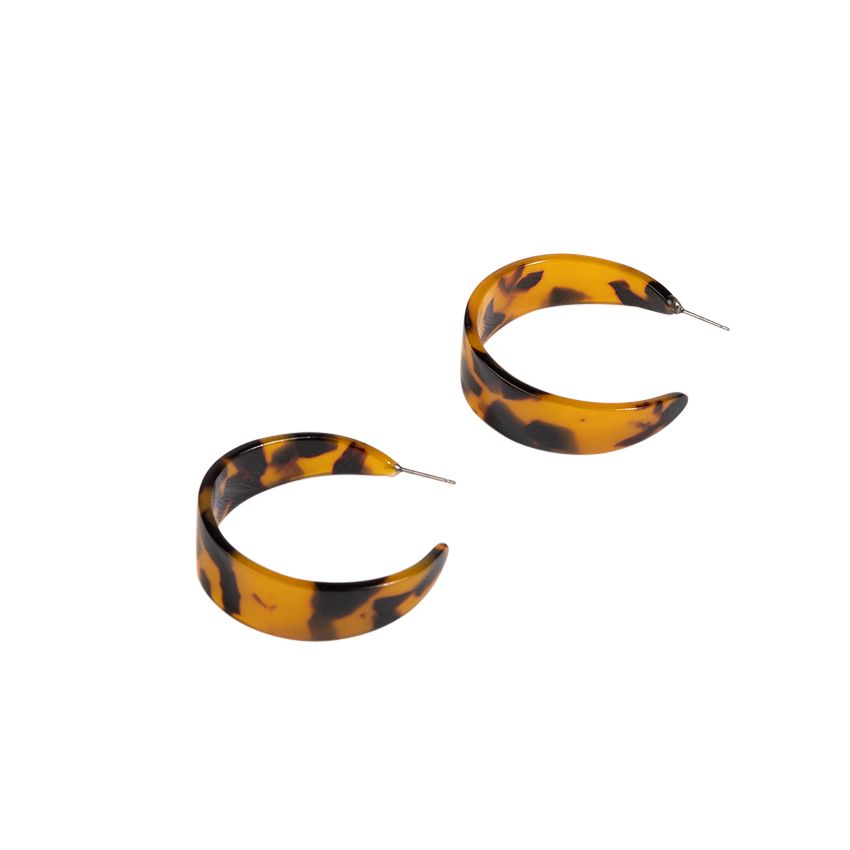 Adorne - Small Wide Resin Hoop Front Earrings - Tort - Product 