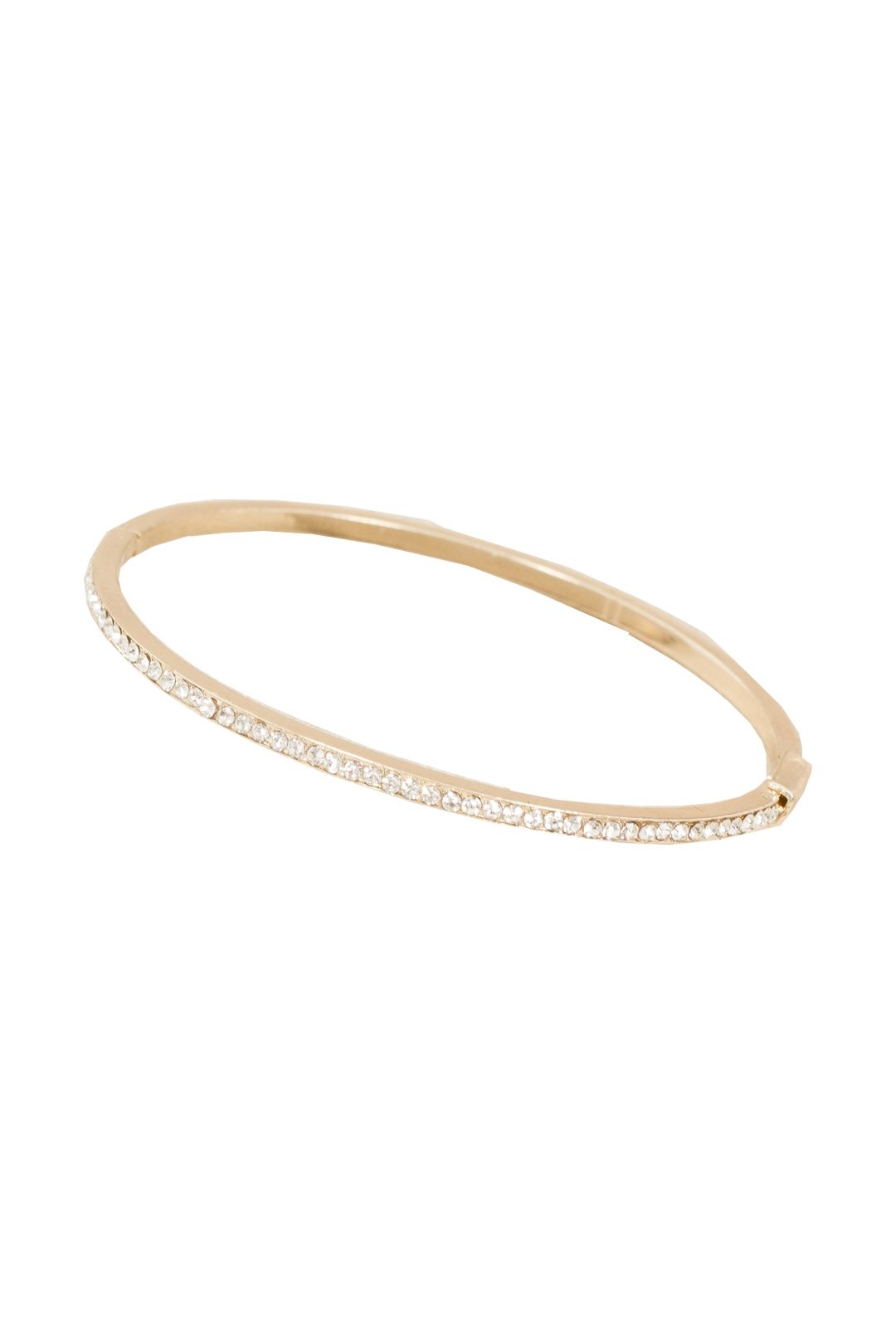 Adorne - Super Fine Diamante Hinge Bracelet - Gold - Front
