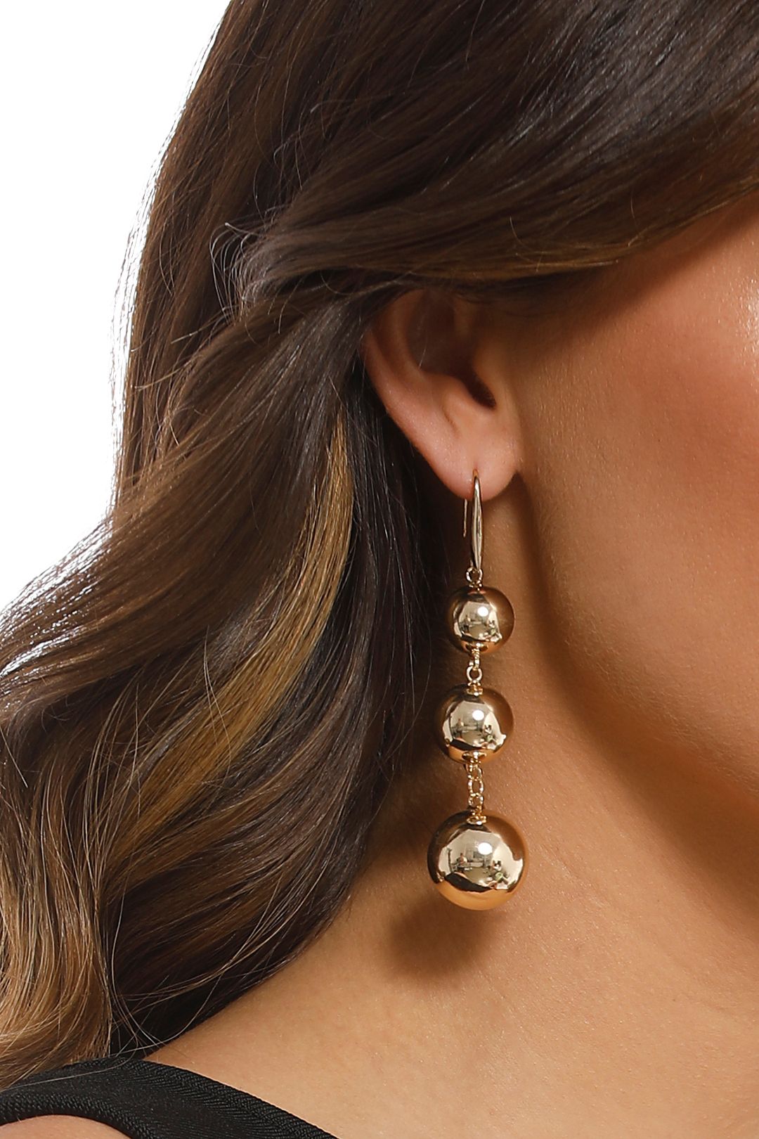 Adorne - Three Ball Drop Hook Earrings - Gold - Product