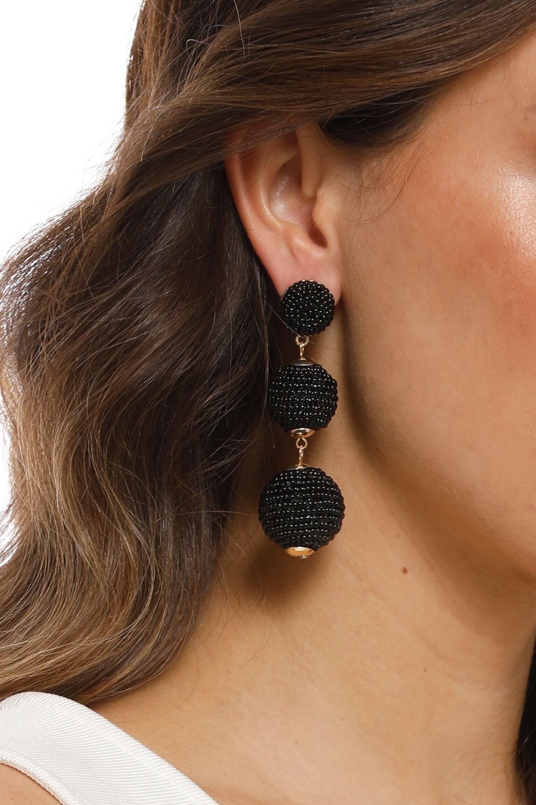 Adorne - Trio Beaded Balls Earring - Black - Product