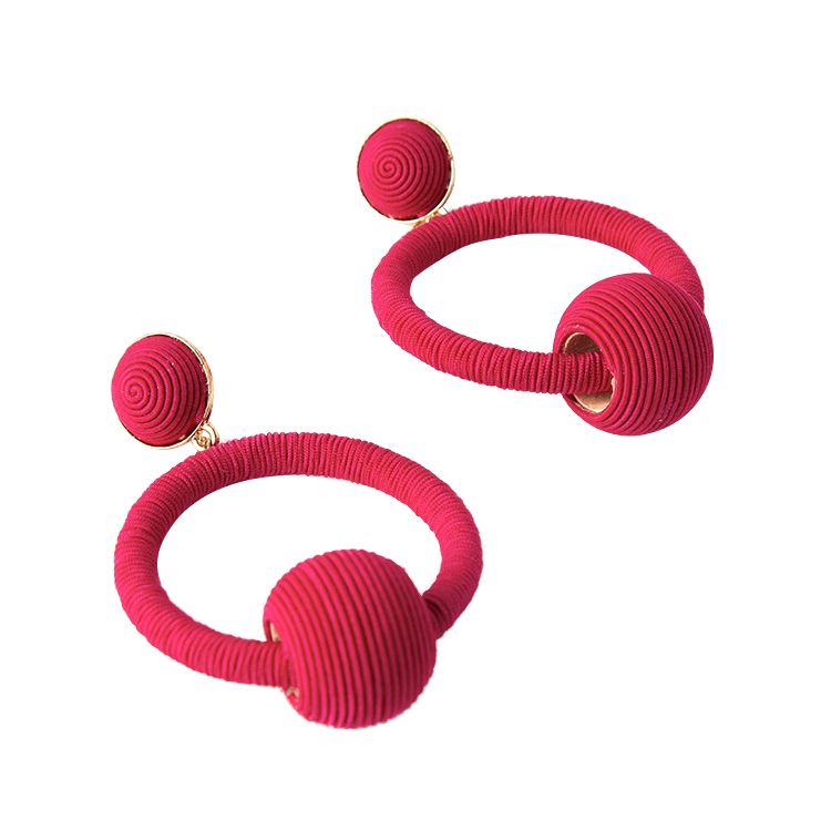 Adorne - Wound Twine Ring and Ball Drop Earrings - Pink - Product
