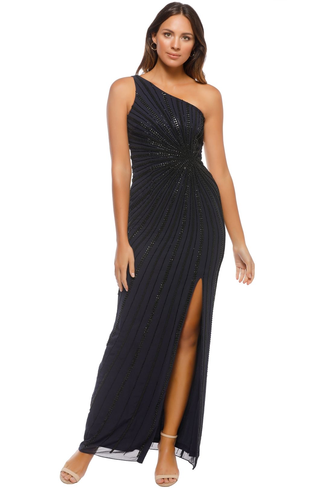 Adrianna Papell - One Shoulder Long Dress - Front