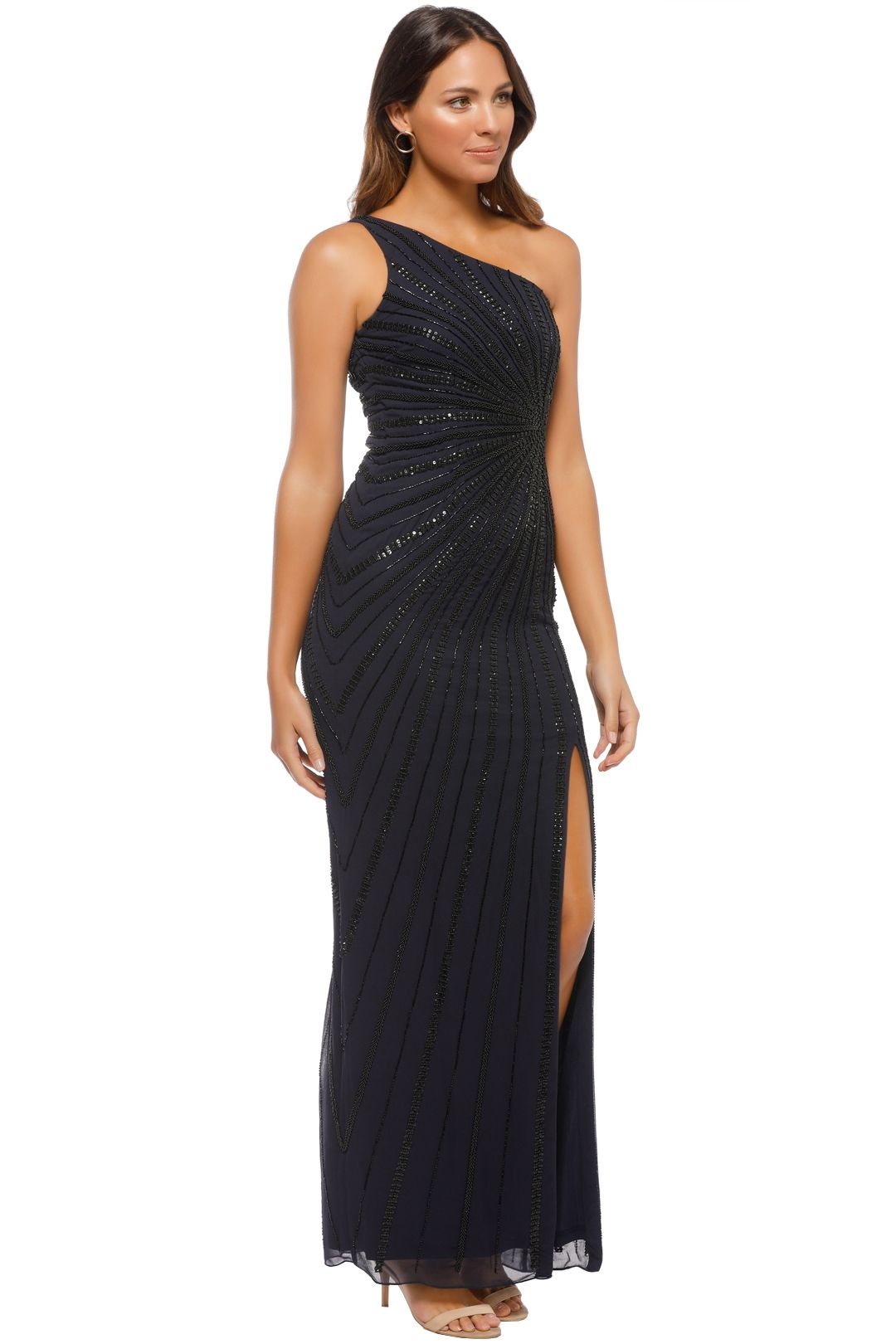 Adrianna Papell - One Shoulder Long Dress - Side