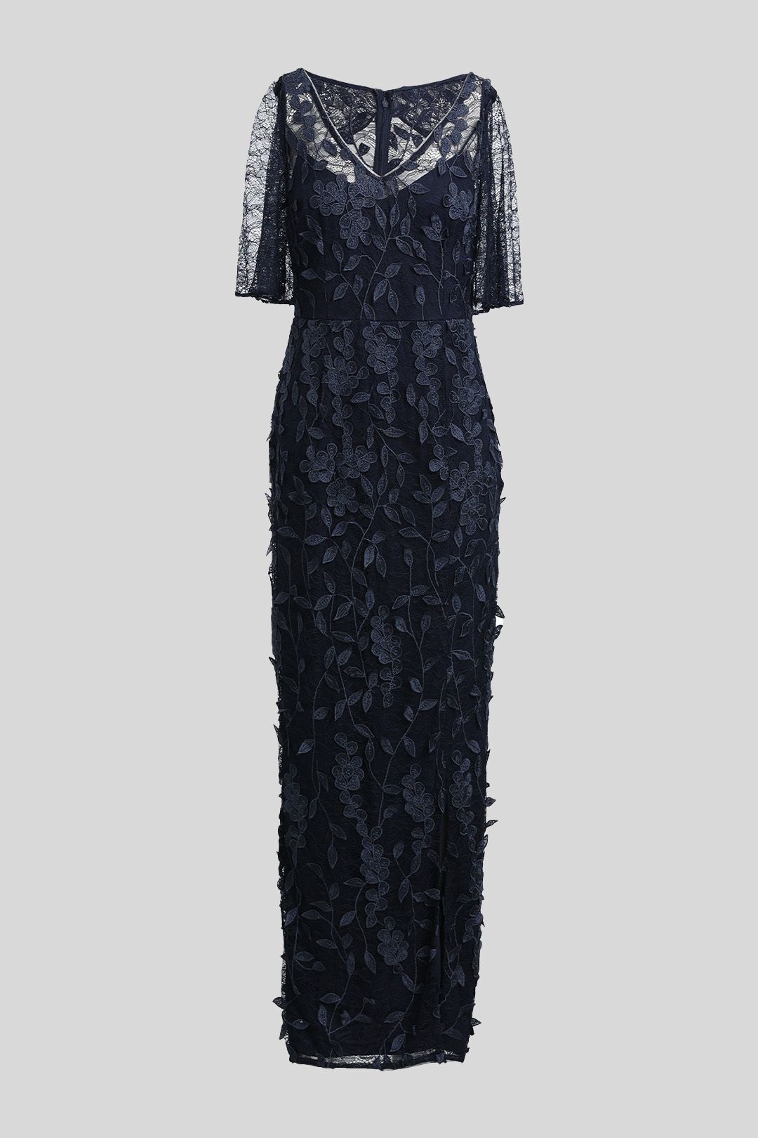 Adrianna Papell - Embroidered Navy Lace Gown