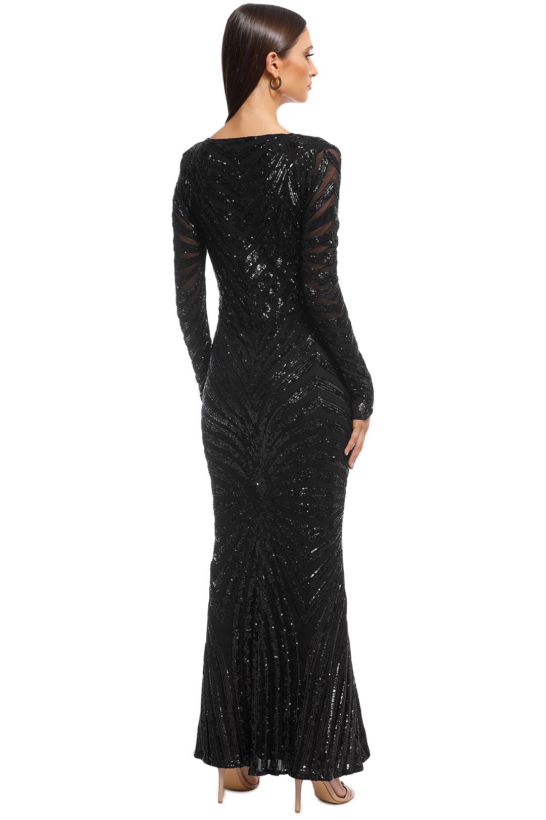 Ae'lkemi - Art Deco Sequin Gown - Black - Back