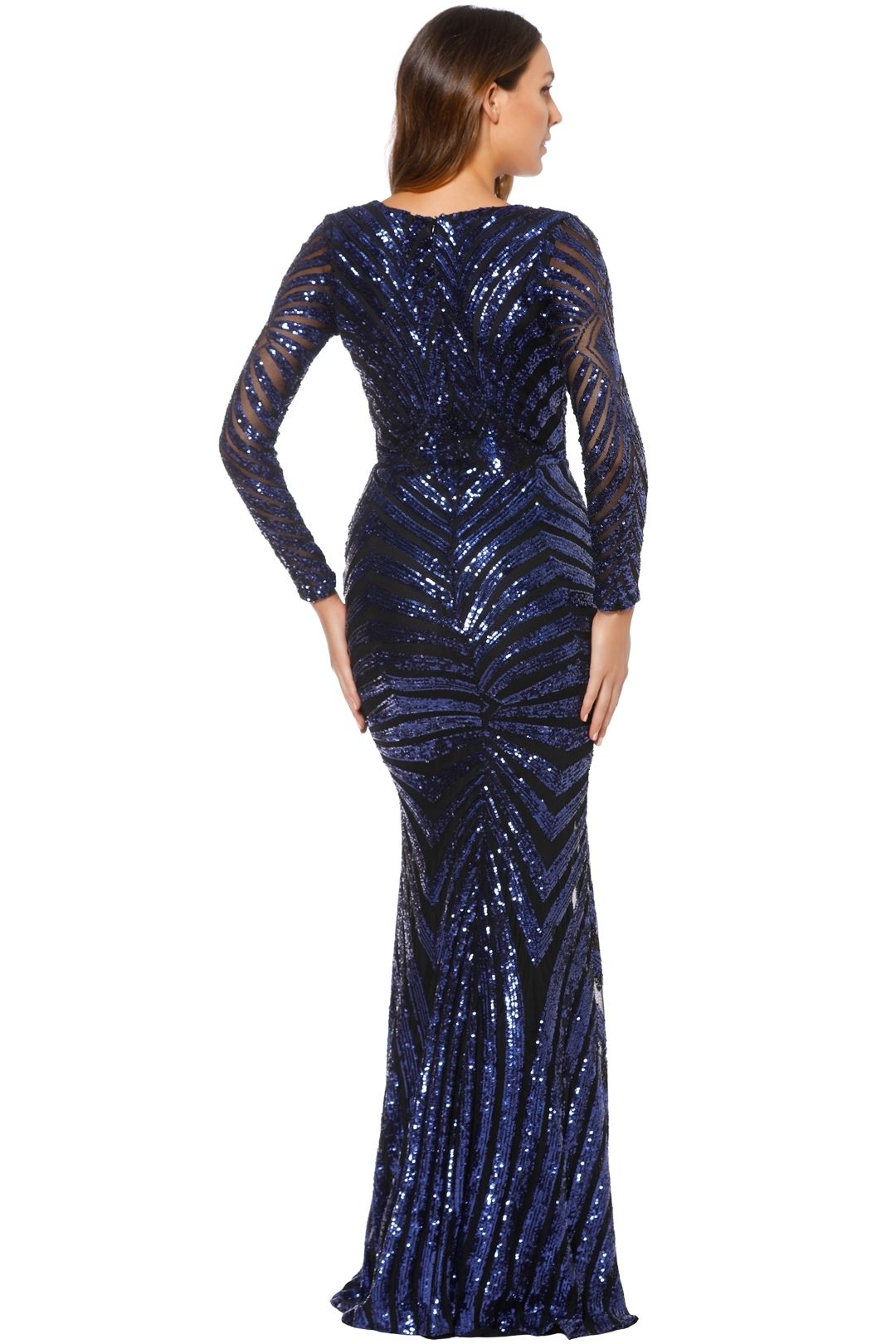 Ae'lkemi - Art Deco Sequin Gown - Navy - Back