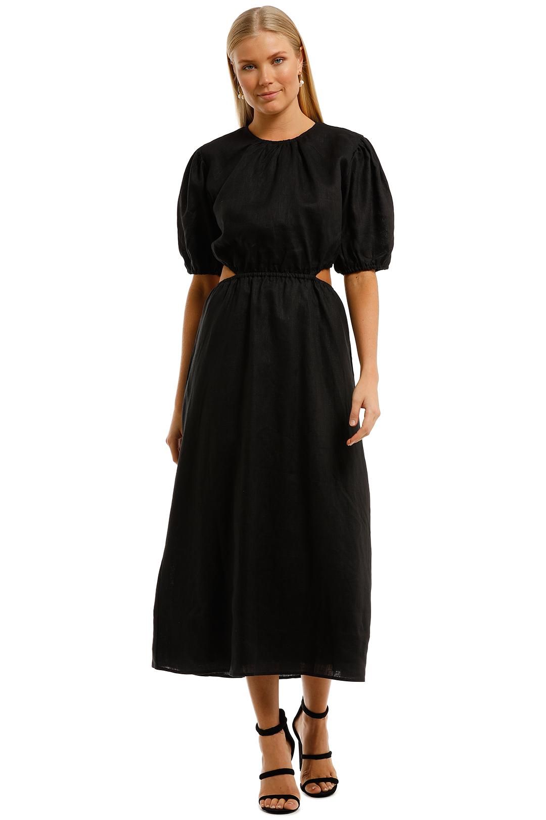 AERE Cut Out Maxi Dress Black Linen