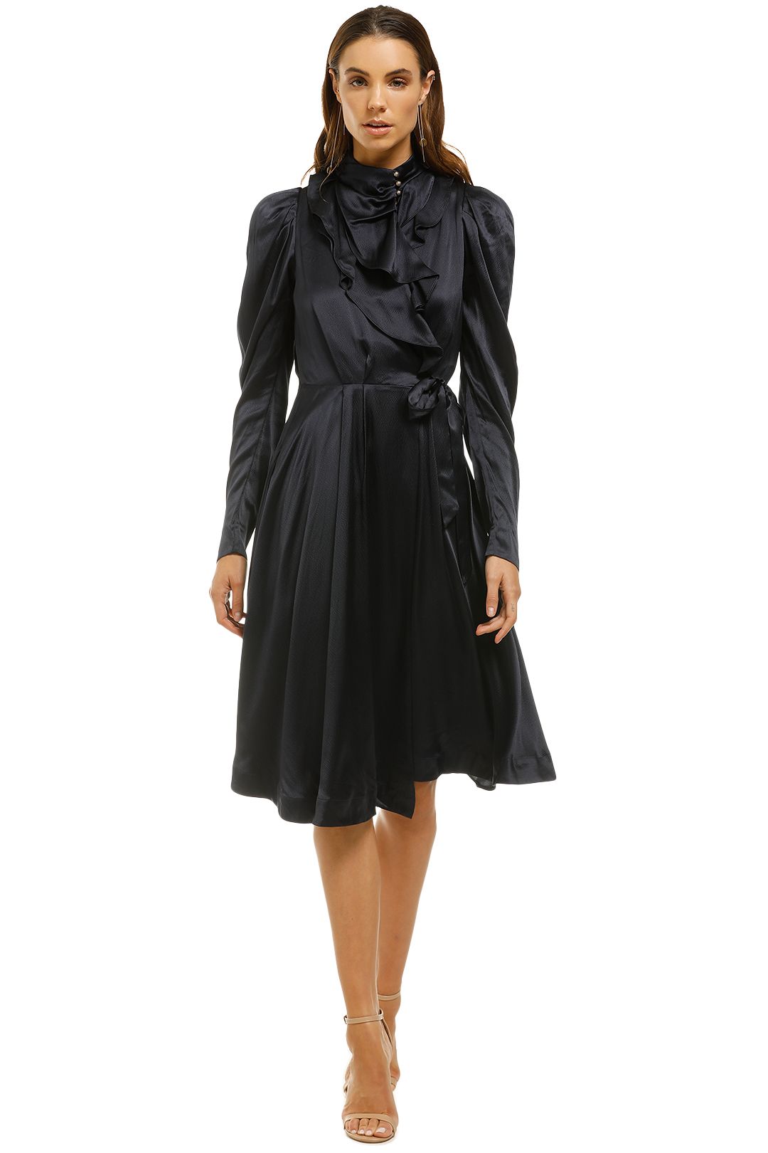 AJE-Embudo-Midi-Dress-Navy-Front