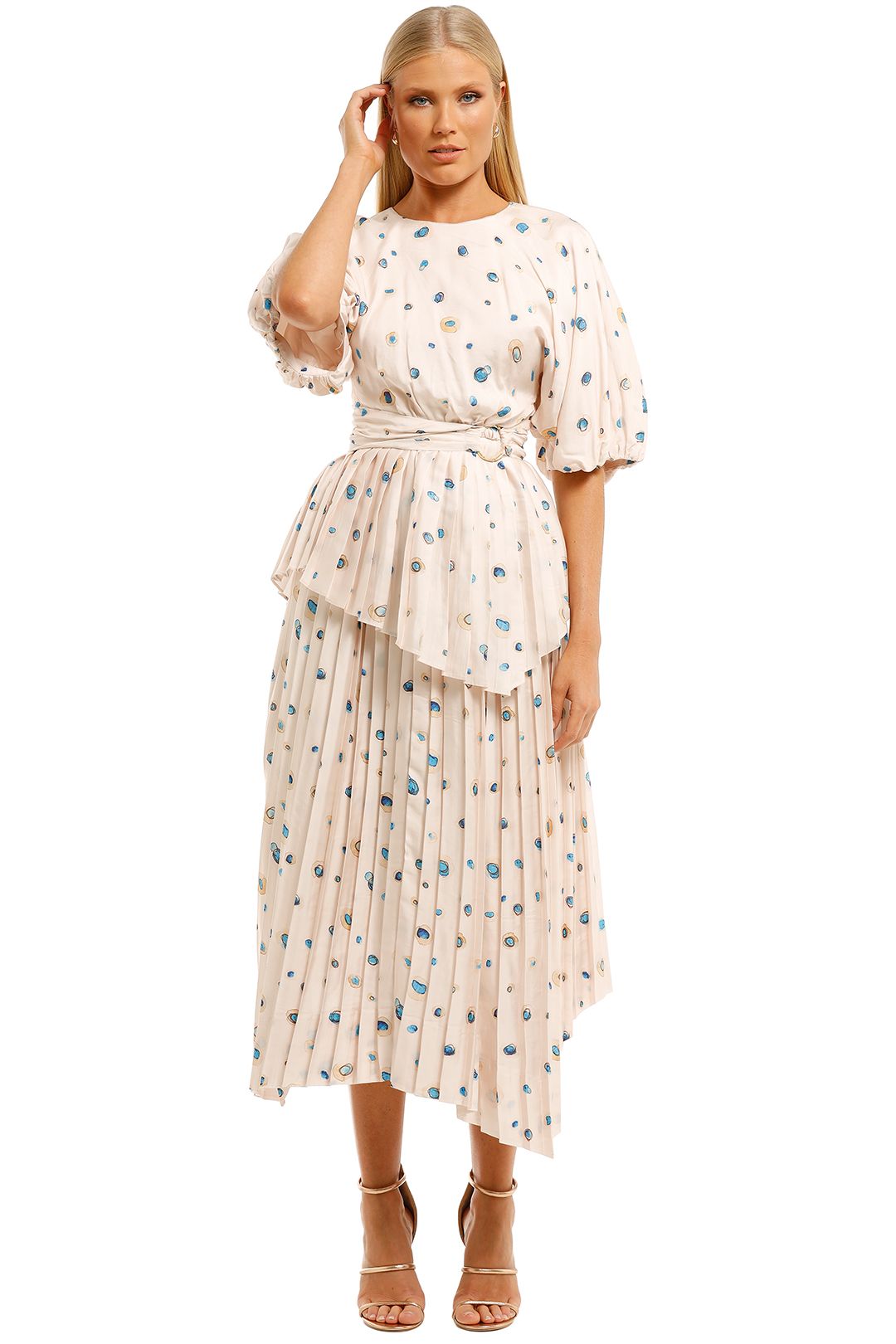 Aje-Overture-Pleat-Blouse-and-Skirt-Set-Blush-Print-Front