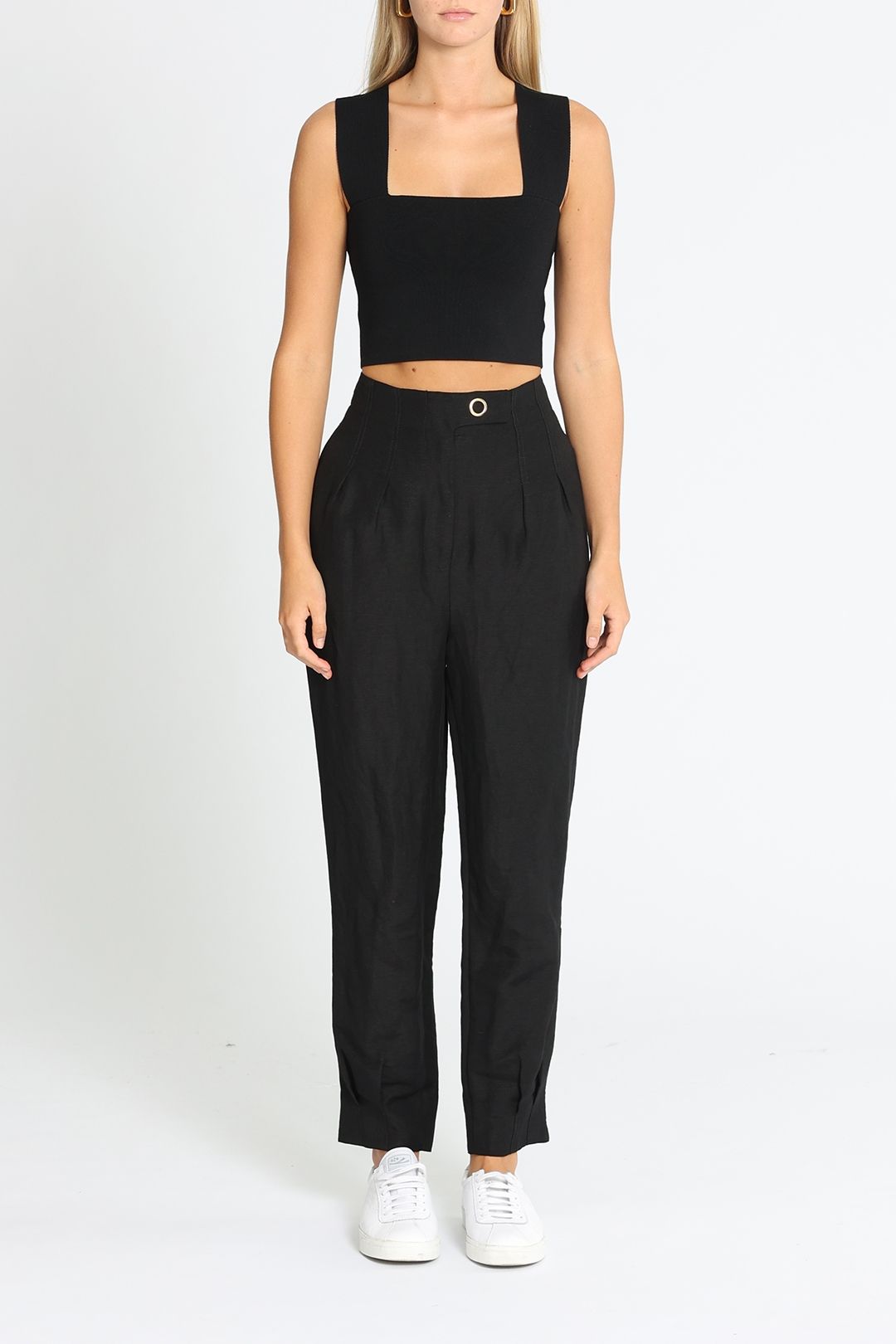 AJE Annabelle Linen Blend Pants Black