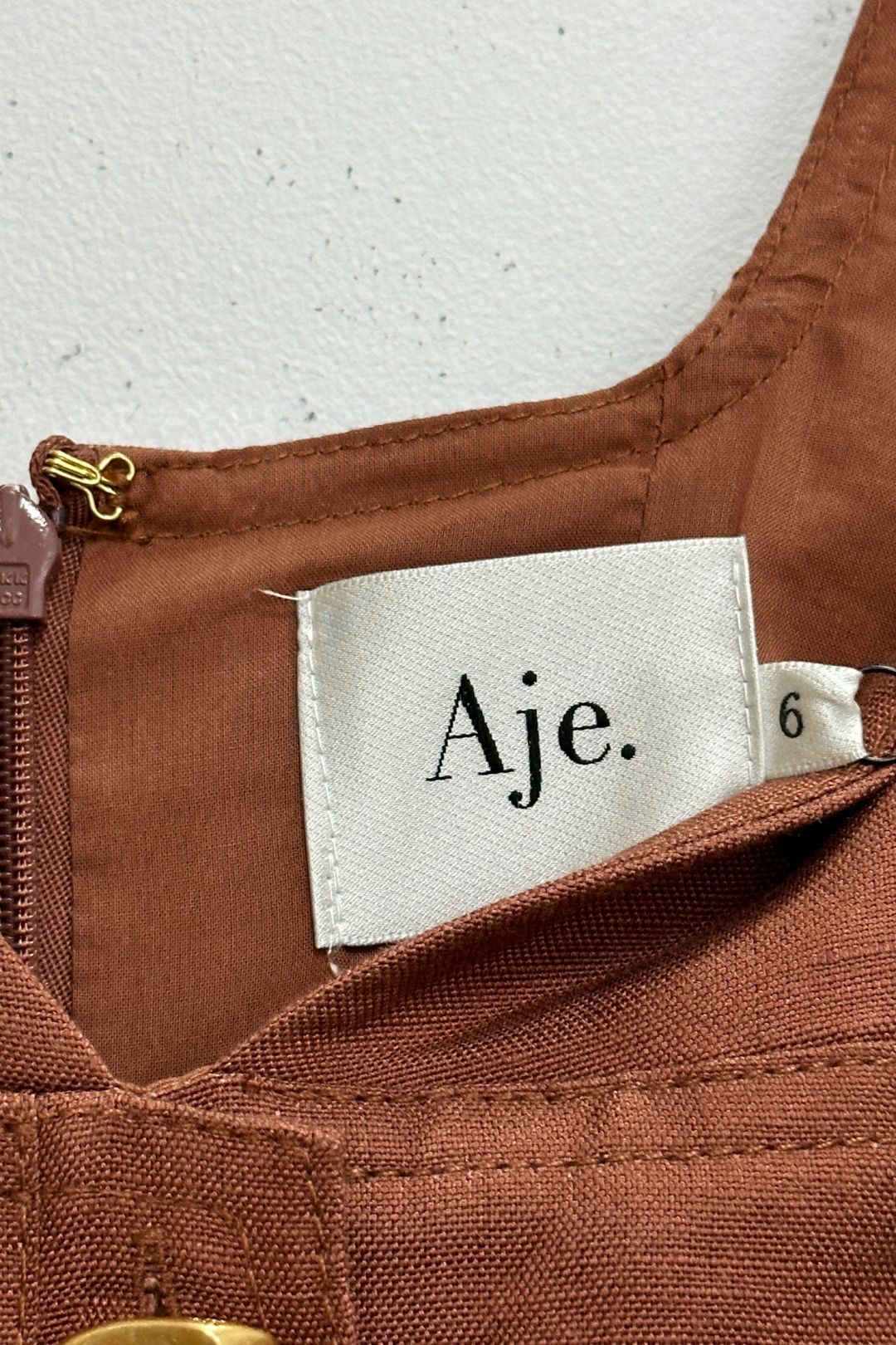 AJE Clay Belted Midi Dress in Brown