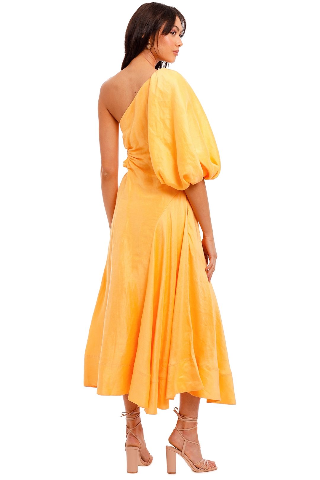 AJE Concept Linen Midi Dress orange