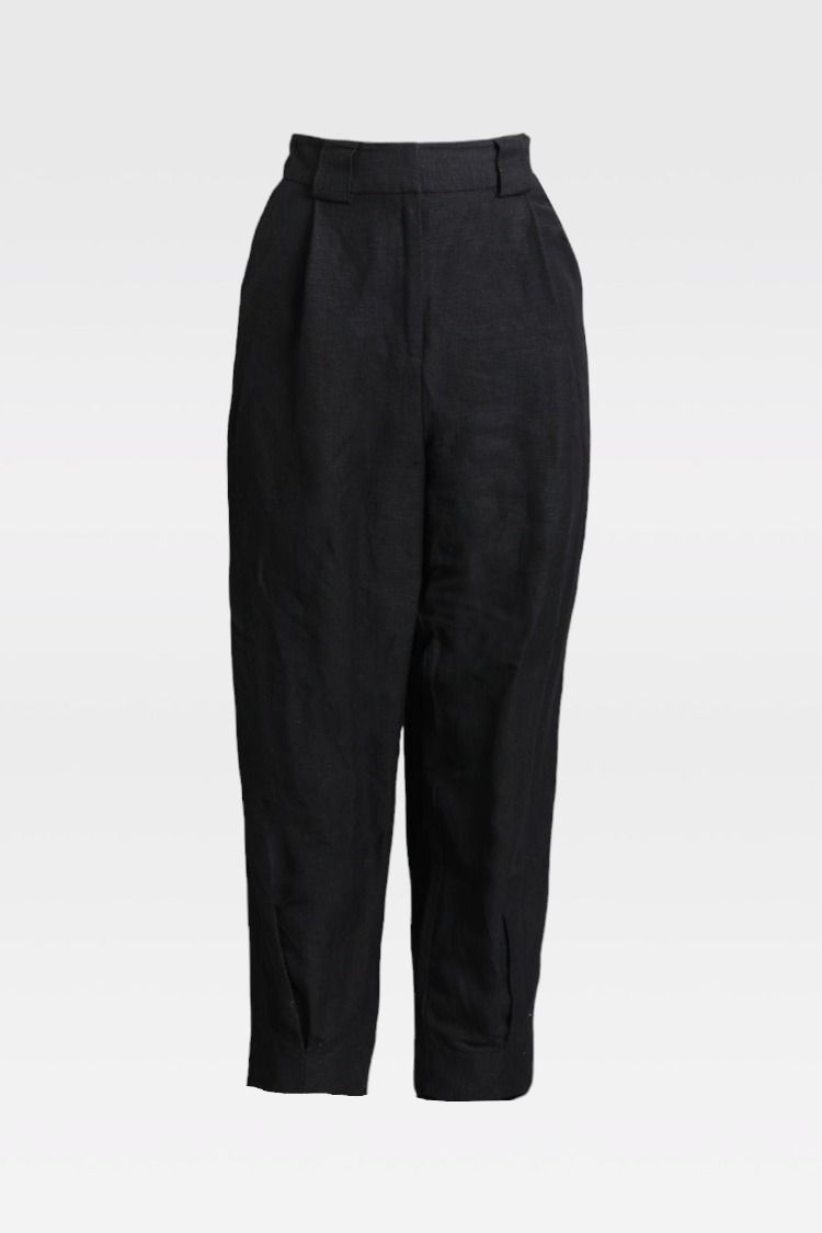 AJE Cropped Black Linen Pants