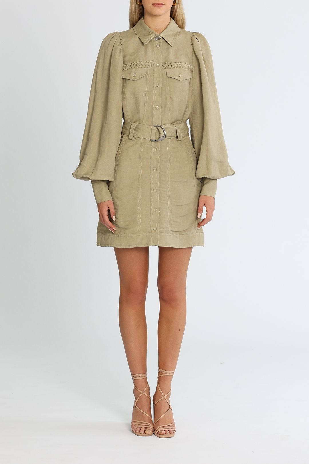 AJE Ephemera Braided Mini Dress Concrete Grey