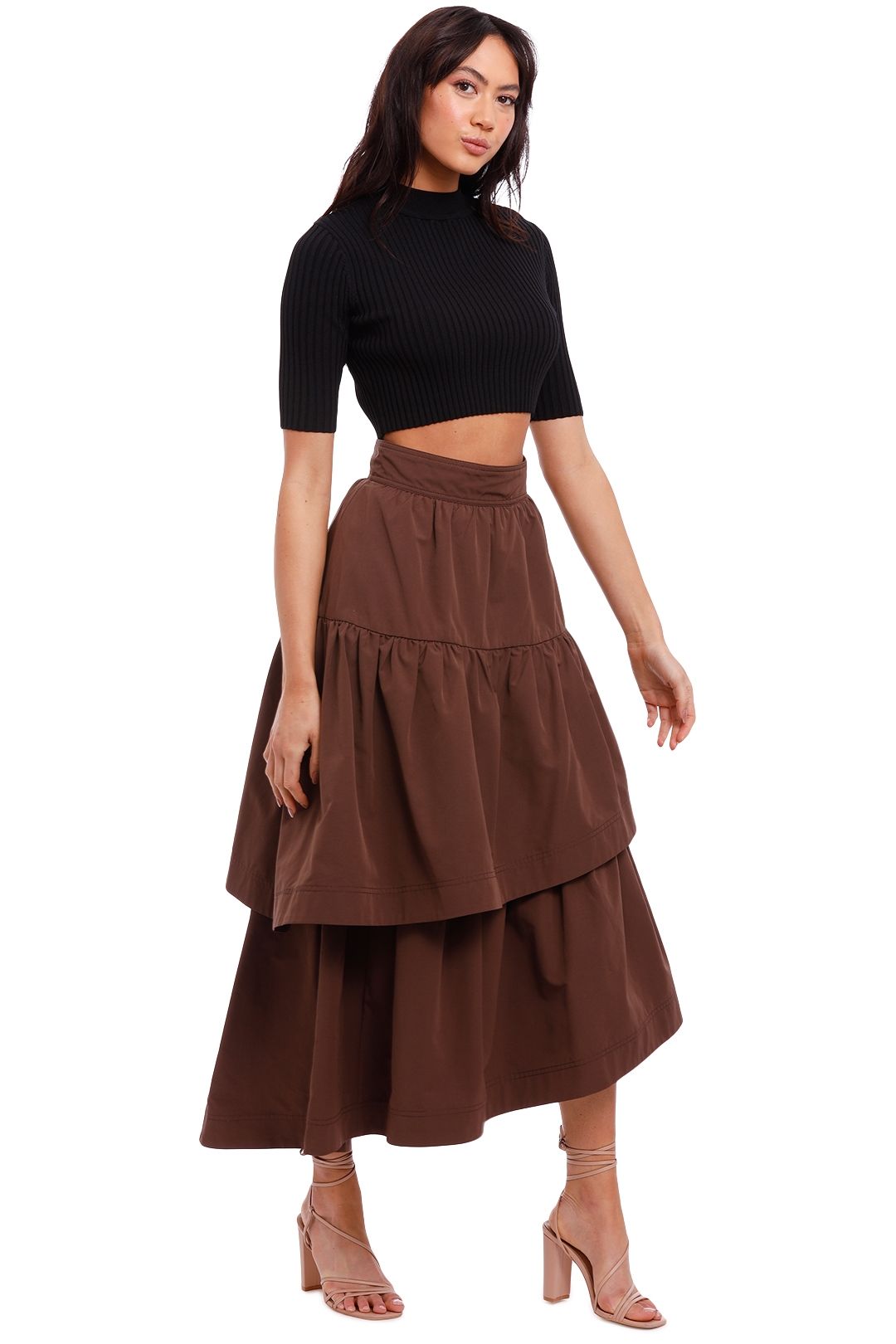 AJE Interlace Midi Skirt asymmetric