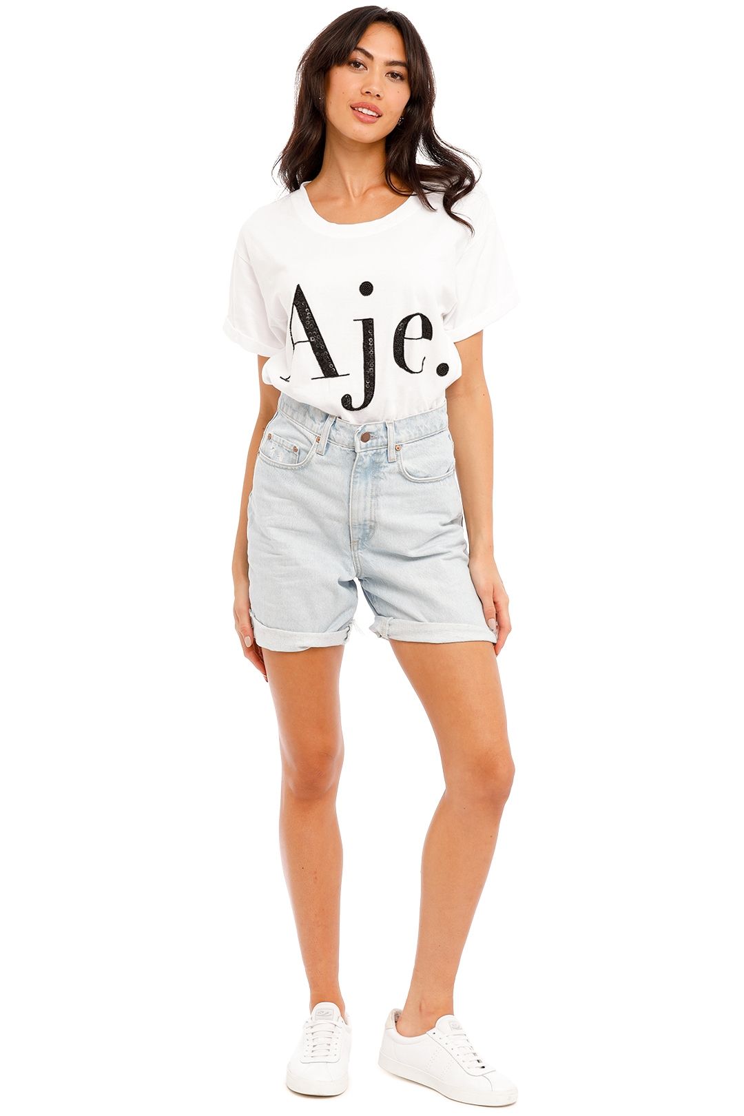 Aje Logo Tee in Sequin relaxed
