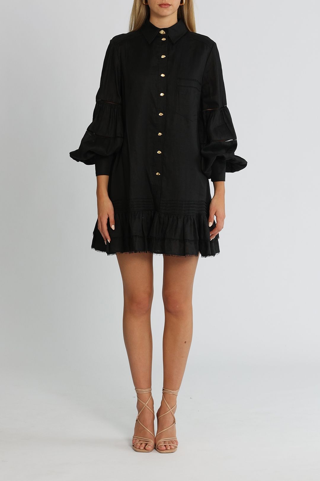 AJE Lotus Shirt Dress Black
