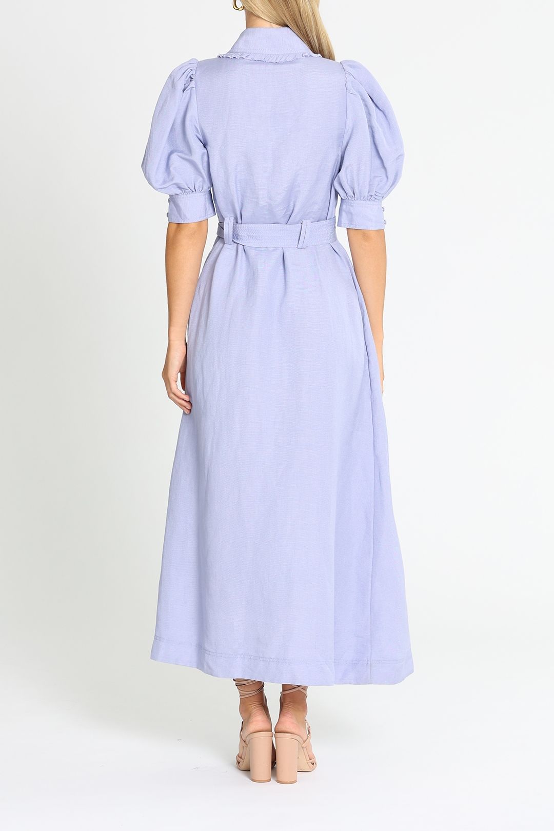 Aje Madeleine Belted Midi Dress Lilac Collared