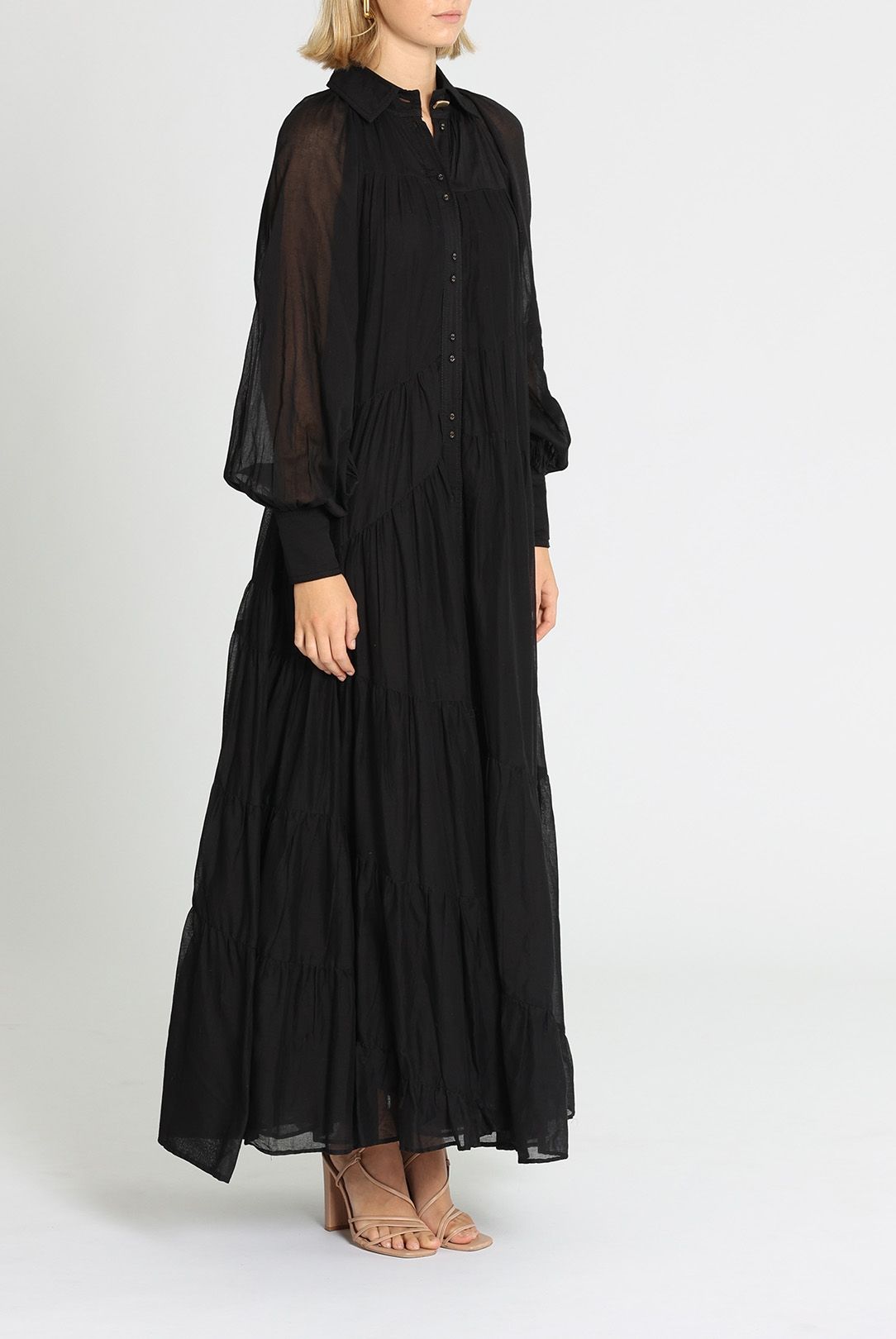 AJE Musing Smock Maxi Dress Black A-line