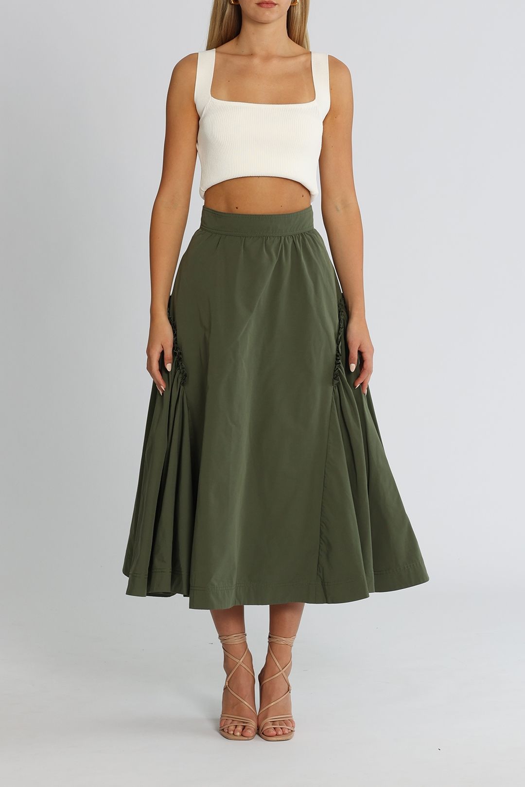 AJE Promise Midi Skirt Khaki