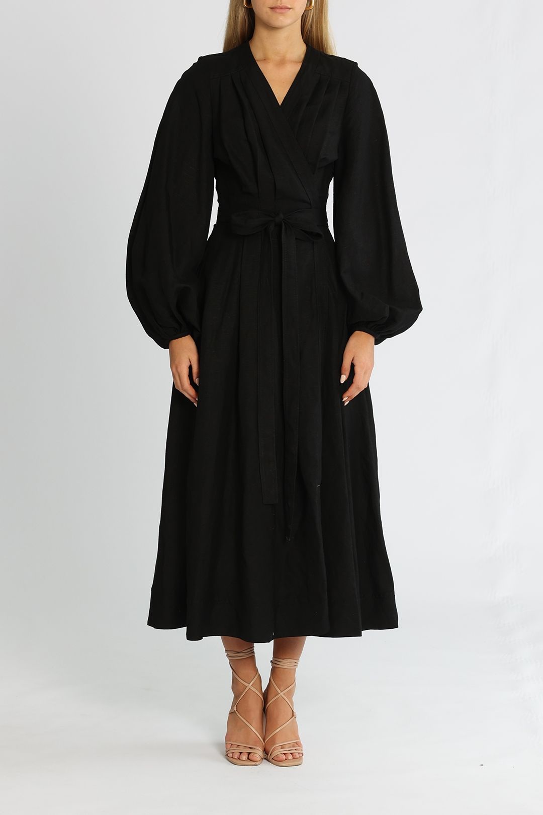 AJE Promise Wrap Midi Dress Black